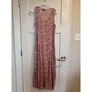 Vintage Switch USA Floral Maxi Dress Sleeveless Button Front Prairiecore Size 9
